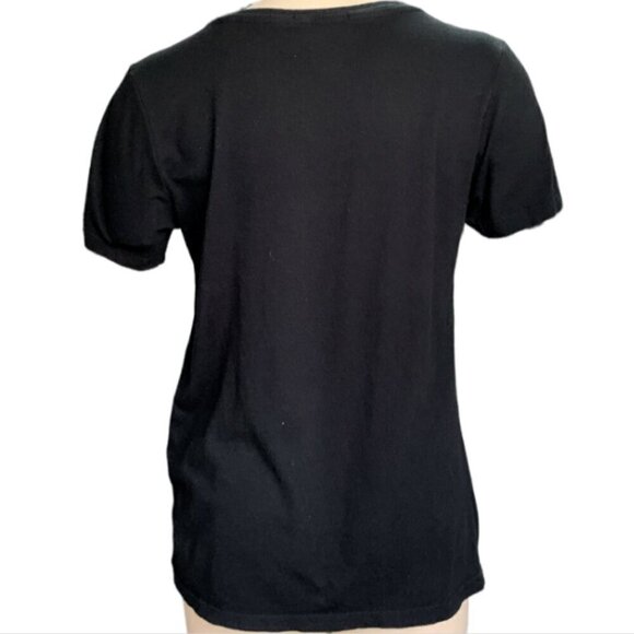 Forever 21 Womens V-Neck Pocket Graphic Tee Los Angeles Sz M Black #40C - Picture 5 of 8